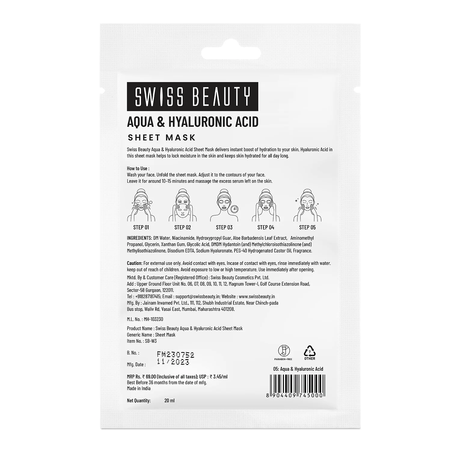 Aqua & Hyaluronic Acid Sheet Mask  - Image 2