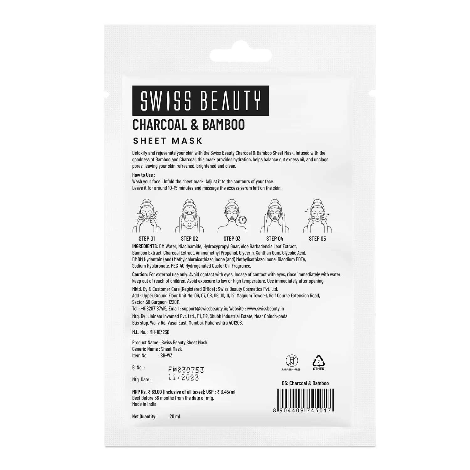 Charcoal & Bamboo Sheet Mask. - Image 2