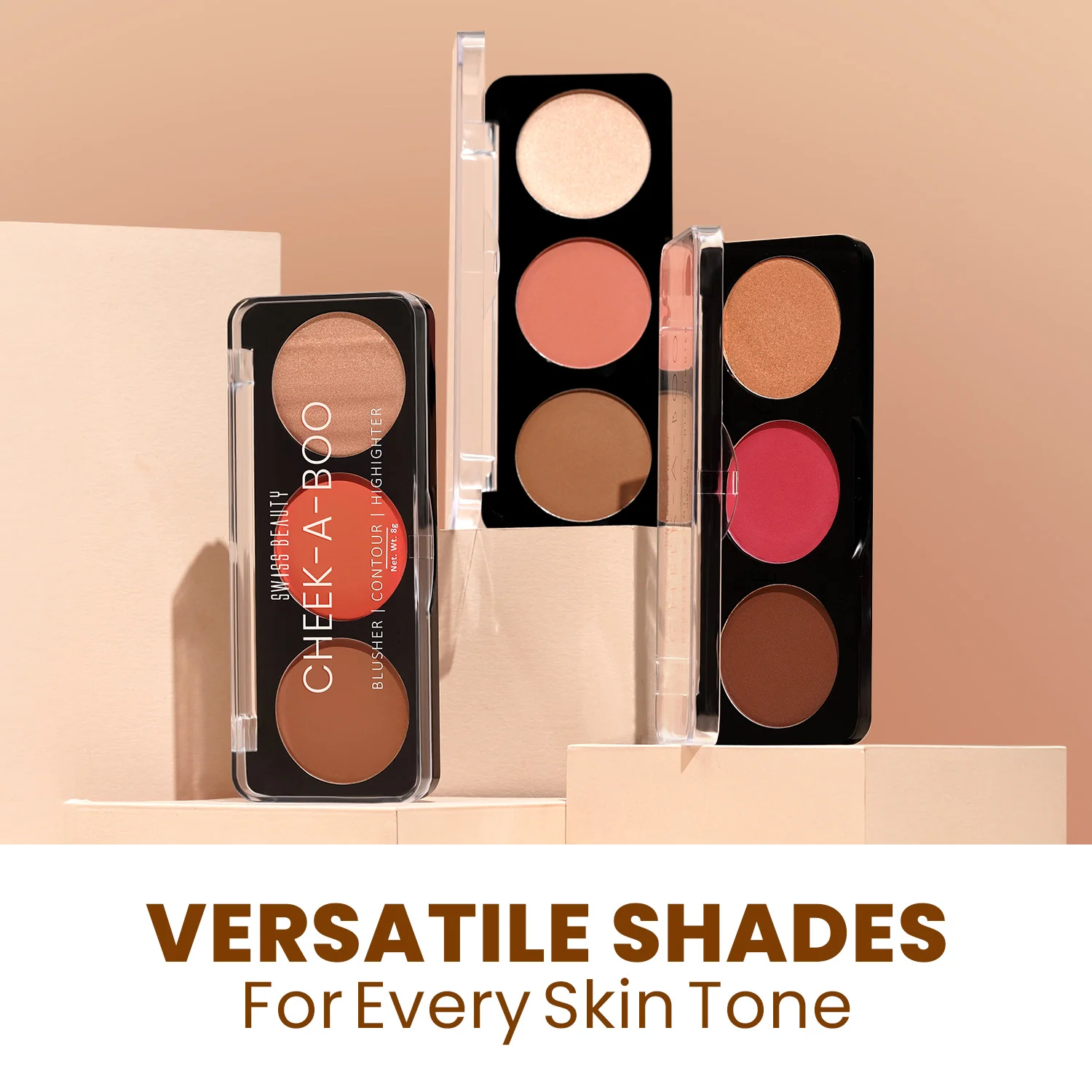 Cheek-A-Boo 3-in-1 Face Palette with Blusher , Contour and Highlighter - Image 14