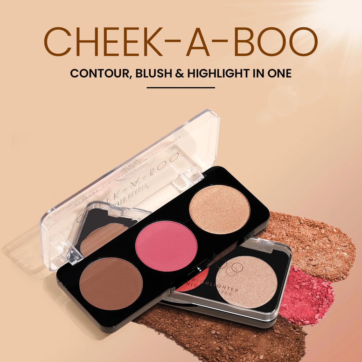 Cheek-A-Boo 3-in-1 Face Palette with Blusher , Contour and Highlighter - Image 7