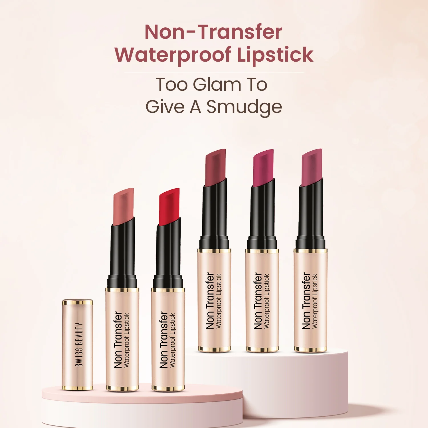 Non Transfer Waterproof Lipstick - Pack Of 5 - Image 2