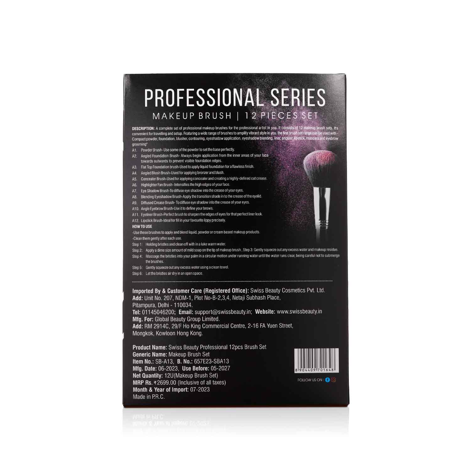 Professional Series Makeup Brush 12 Piece Set - Image 9