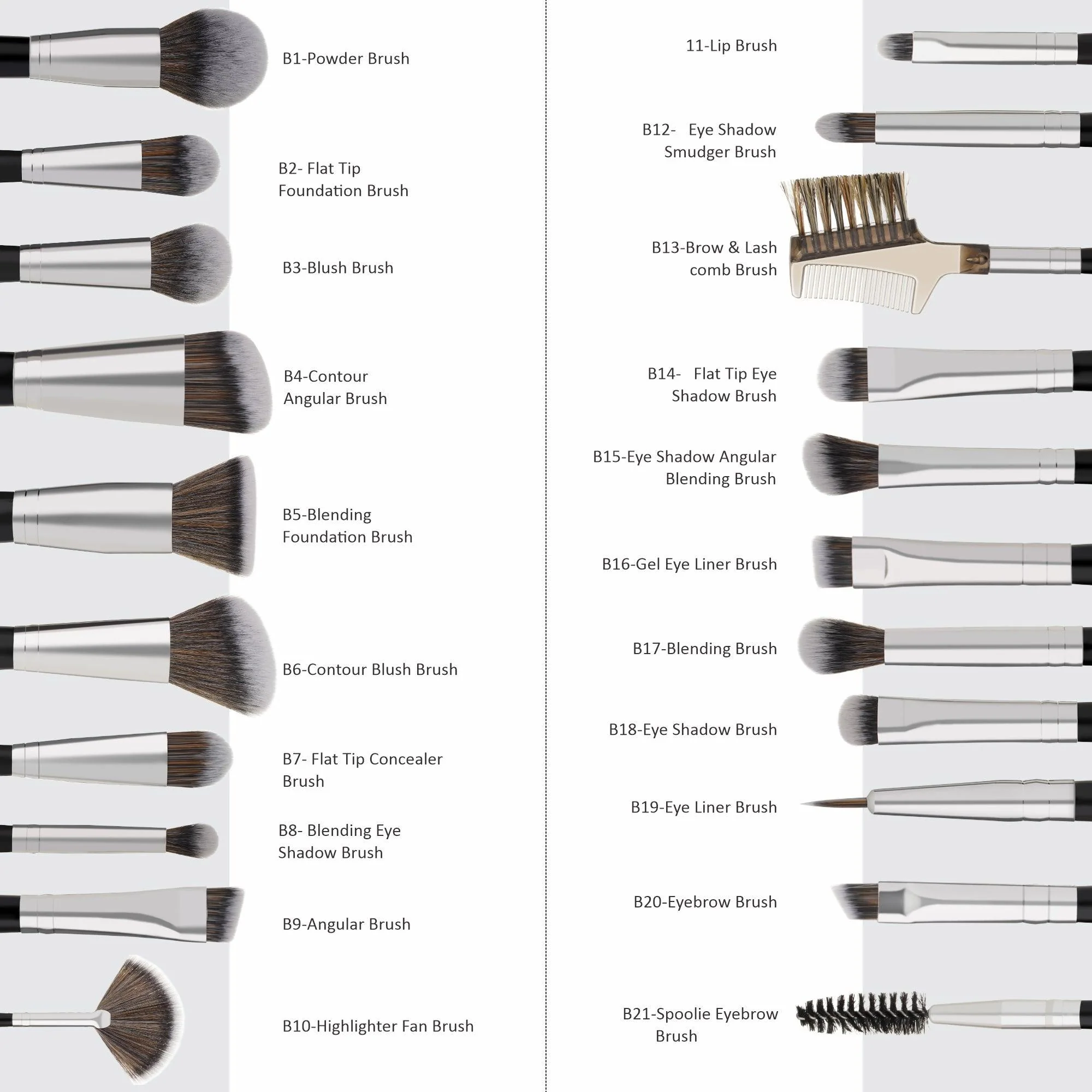 Professional Series Makeup Brush 20 Piece Set - Image 3