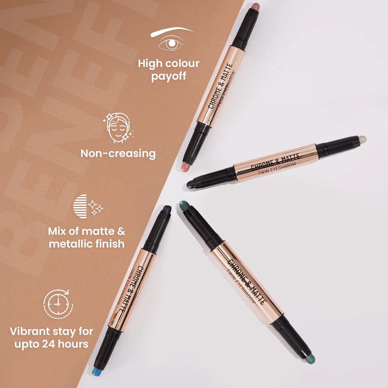 Chrome & Matte Twin Eyeshadow Pack Of 4 - Image 3