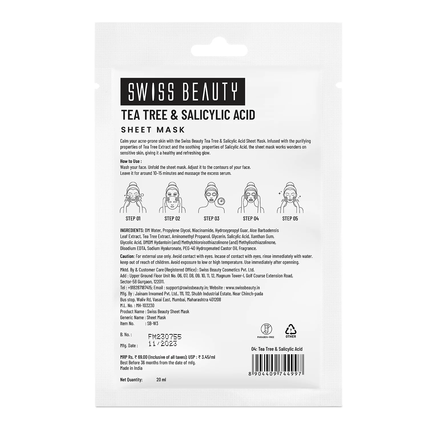 Tea tree & Salicylic Acid Sheet Mask - Image 2